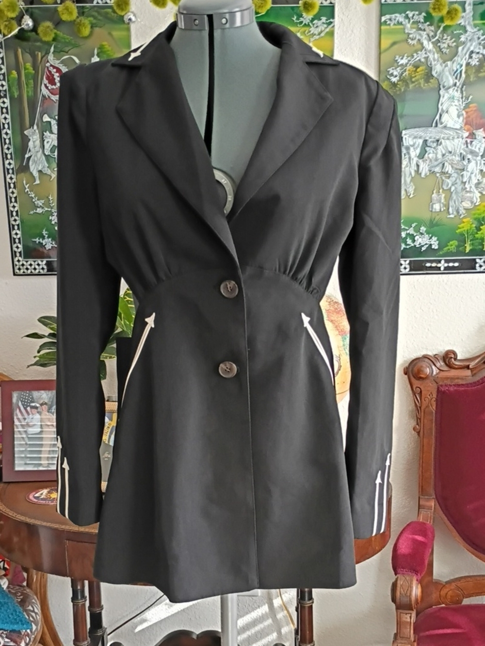 H Bar C Black Western Suit Jacket Size Small